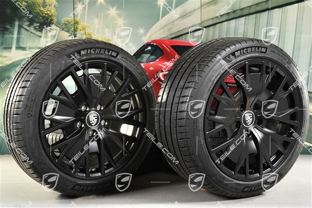 20-inch Turbo S Aero Design summer wheel set, rims 9J x 20 ET54 + 11J x 20 ET60, Michelin summer tyres 245/45 R20 + 285/40 R20, in black satin-mat