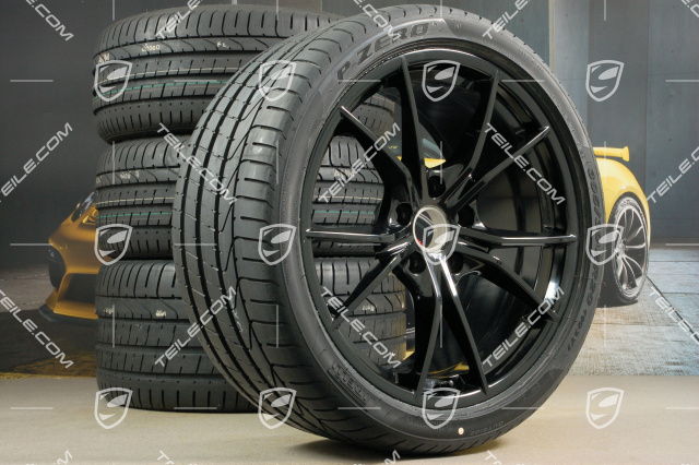 20" Carrera S (IV) koła letnie, komplet, felgi 8,5 J x 20 ET49 + 11,5 J x 20 ET76 + opony letnie 245/35 R20 + 305/30 R20, kolor czarny (wysoki połysk), z czujnikami ciśnienia