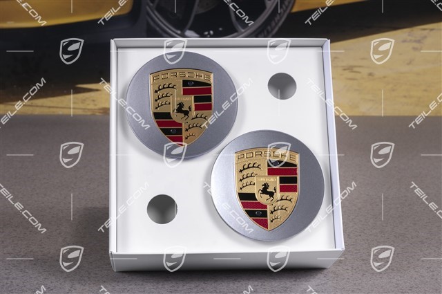 Hub cap set, platinum silver, crest coloured, for 20-/21-inch Exclusive Design wheels