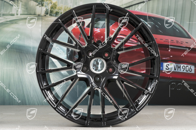 21-inch wheel rim set Cayenne RS Spyder, 11J x 21 ET58 + 9,5J x 21 ET46, black high gloss