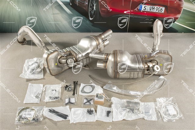 Sports exhaust system, installation kit