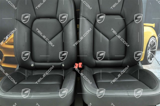 Seats, elect. adjustment, leather, black, set (L+R)