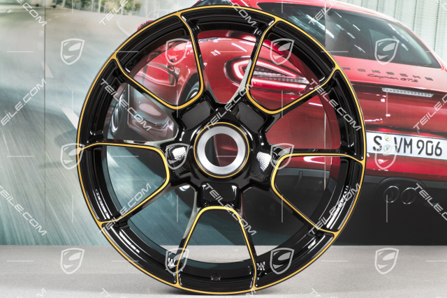 20-inch central lock wheel rim set, 911 Turbo S Exclusive Design, 9J x 20 ET51 + 11,5J x 20 ET56, black/gold-yellow