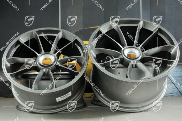 20+21" GT3 RS Felgensatz, Felgen: vorne 9,5J x 20 ET50 + hinten 12,5J x 21 ET48, Platinum (seidenglanz)