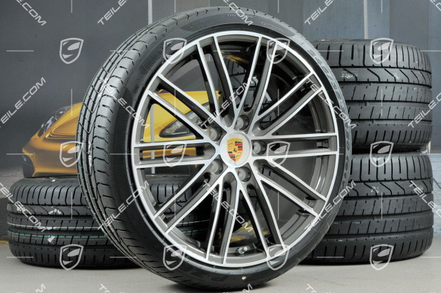 20" Sommerräder 911 Turbo IV, Felgen 11,5J x 20 ET56 + 9J x 20 ET51 + Pirelli Sommerreifen 305/30 ZR20 + 245/35 ZR20, Titan