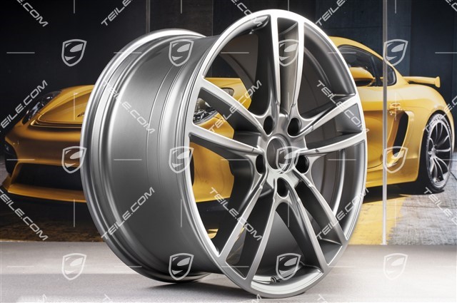 20-inch Cayenne Sport wheel rim set, 10,5J x 20 ET64 + 9J x 20 ET50, Platinum satin-mat