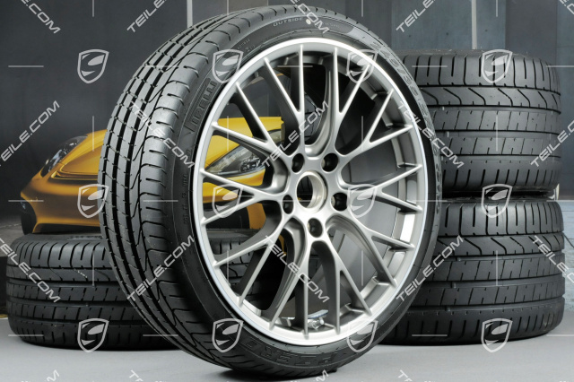 20" Sommerräder Satz RS SPYDER Design, Felgen 8,5J x 20 ET49 + 11,5J x 20 ET56 + Sommerreifen 245/35 R20 + 305/30 R20, in Platinum (seidenglanz)