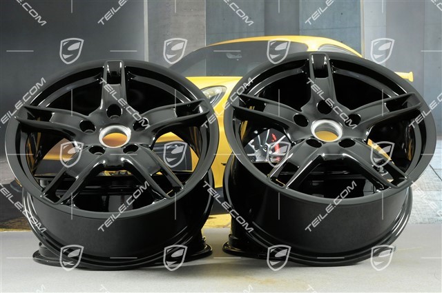 18-inch Boxster S wheel set, 8J x 18 x ET57 + 9J x 18 x ET43, black high gloss