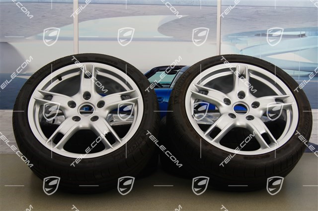 18-inch summer wheels set Boxster S, rims 8J x 18 x ET 57 + 9J x 18 x ET 43 + Michelin PilotSport summer tyres 235/40 R18 + 265/40 R18