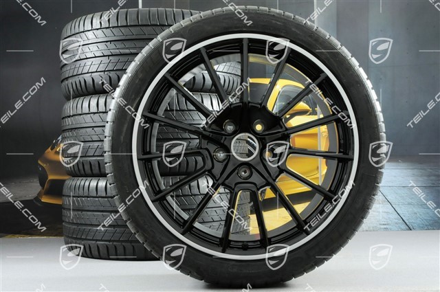 21-inch Cayenne SportPlus wheel set, rims (as new) 10Jx21 ET50 + 10Jx21 ET45 + NEW tyres 295/35 R21, in black