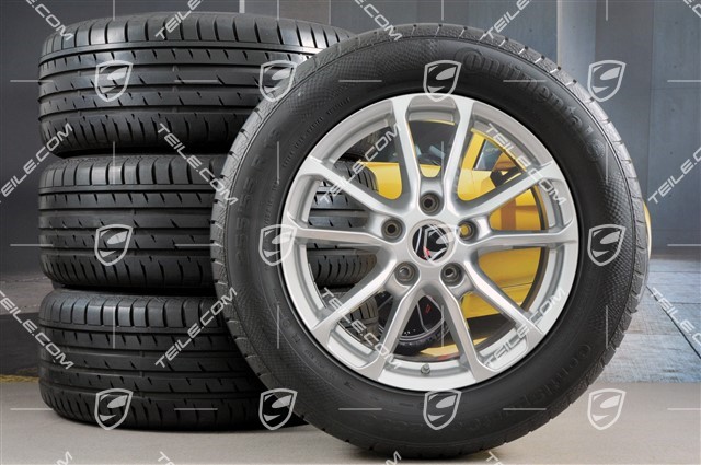 18" summer wheel set, Cayenne facelift 2014-> rims 8J x 18 ET53 + continetnal sport contact 3 tyres 255/55 R18, TPMS