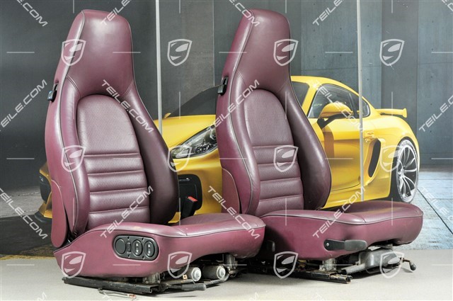 Seat, leather-leatherette, Magenta, set L+R