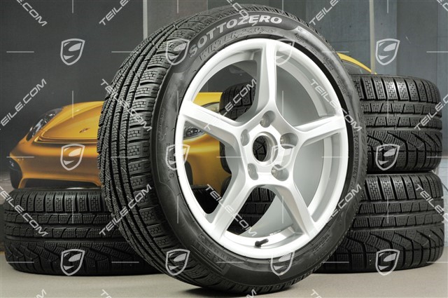 18" Boxster winter wheel set, 8J x 18 ET57 + 9J x 18 ET47 + winter tyres Pirelli Sottozero II 235/45 R18 + 265/45 R18, without TPMS.