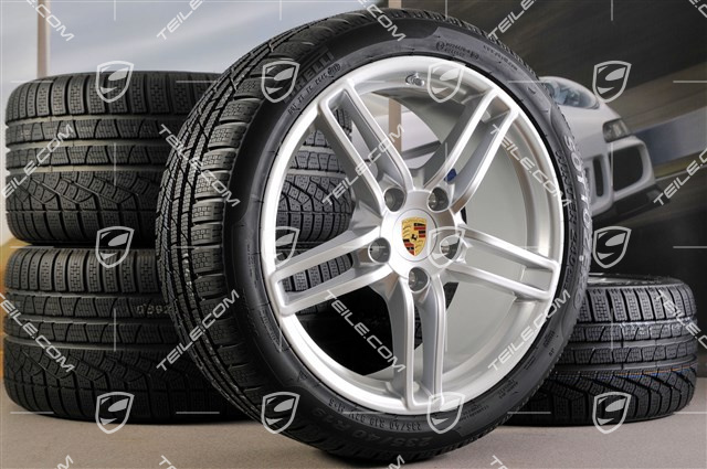 19" Winterräder Satz Carrera, Felgen 8,5J x 19 ET54 + 11J x 19 ET48 + Pirelli Winterreifen 235/40 R19 + 295/35 R19, mit RDK-Sensoren