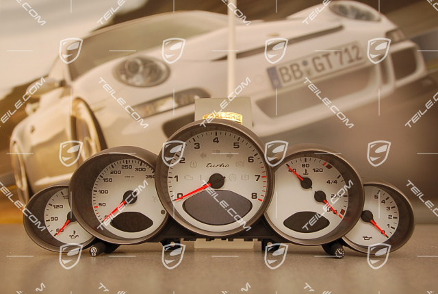 Instrument cluster, Turbo, 6-speed transmission, silver face gauges