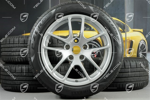 18" Cayman III summer wheels set, rims 8J x 18 ET57 + 9,5J x 18 ET49, Pirelli P Zero summer tires 235/45 R18 + 265/45 R18