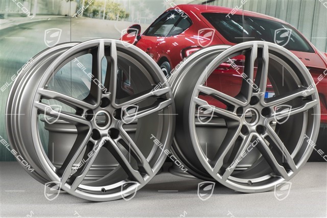 19"-inch alloy wheel set Macan Turbo, 8J x 19 ET21 + 9J x 19 ET21, Platinum satin-matt
