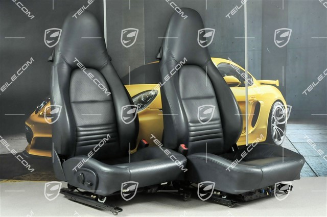 Seats, el adjustable, heating, leather, Metropole blue, set (L+R)