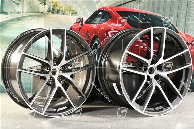 20-inch wheel rim set Macan S, 9J x 20 ET26 + 10J x 20 ET19, Titanium