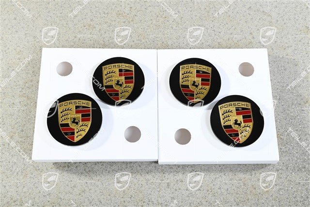 Hub cap set, matt black, crest coloured, for 21-inch RS Spyder / GT Design wheels