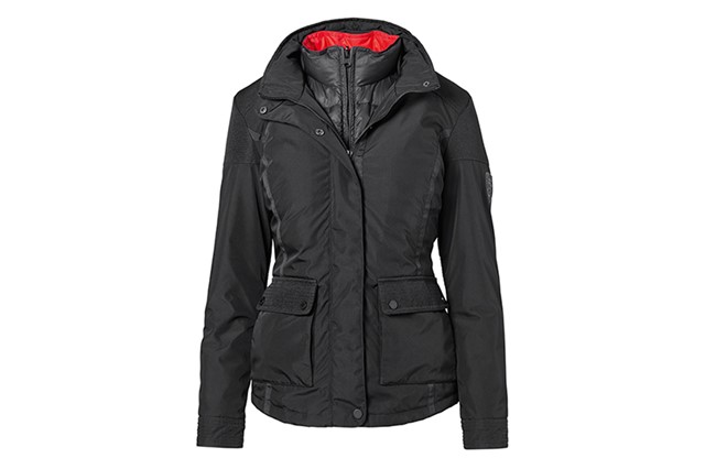 2 in 1 Jacke, Damen, schwarz/rot XXL 46