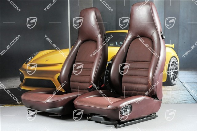 Seats, Leatherette Centre part Porsche lettering cloth, Burgundy, L+R