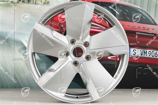 21-inch wheel rim Taycan Exclusive Design, 9,5J x 21 ET60, Platinum Silver, front, L