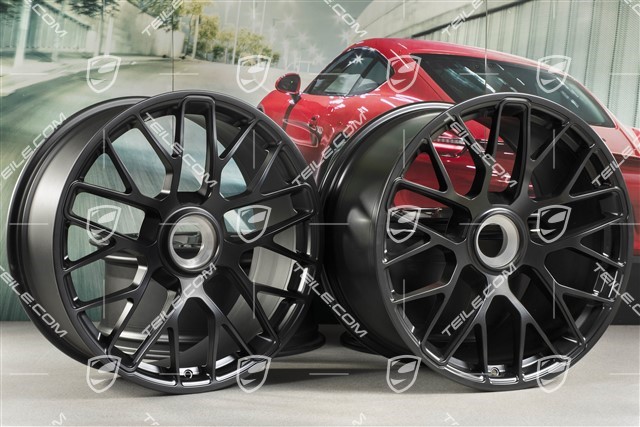 20-inch Turbo S wheel set for GTS, central lock, 8,5J x 20 ET51 + 11J x 20 ET52, in black satin mat, for winter use