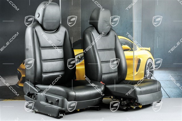 Seats, el adjustable, Lumbar, ruffled leather, Black, set (L+R)