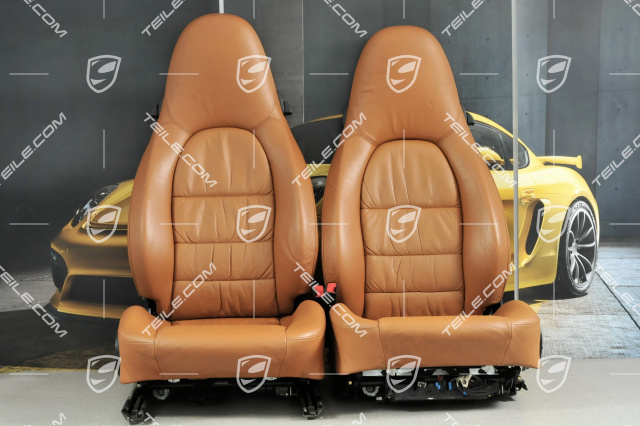 Seats, el adjustable, leather, Brown/Natural, Draped, set (L+R)