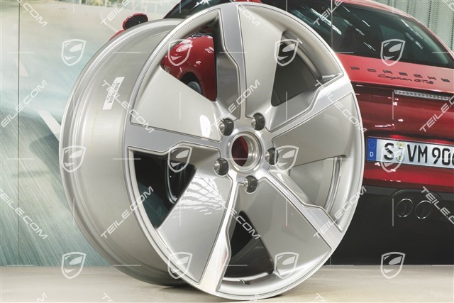 21-inch wheel rim Taycan Exclusive Design, 9,5J x 21 ET60, Platinum Silver, front, R