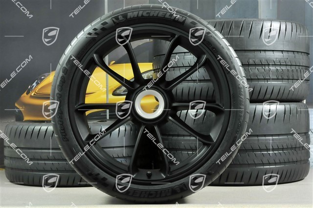 20+21" GT3 RS koła letnie, komplet, felgi: przednie 9,5J x 20 ET50 + tylne 12,5J x 21 ET48 + opony letnie Michelin Pilot Sport Cup 2: 265/35 R20 + 325/30 R21, czarne (półmat)