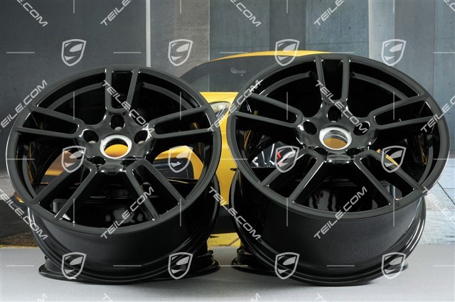 19-inch wheel rim set Panamera, 9J x 19 ET64 + 10,5J x 19 ET62, black high gloss