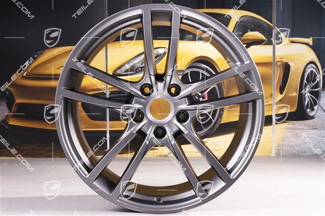 21-inch wheel rim set Cayenne Turbo, 11J x 21 ET58 + 9,5J x 21 ET46, Platinum Satin Matt