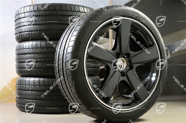 21" Sport Classic summer wheels set, rims 10J x 21 ET50 + NEW summer tyres 295/35 R21, in black (glossy), with TPMS