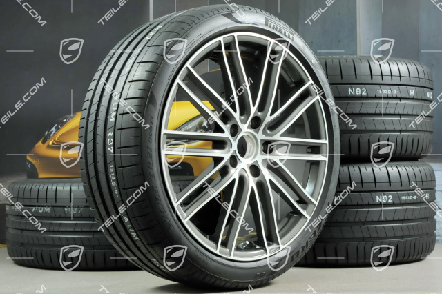 21-inch Turbo IV summer wheel set, rims 9,5J x 21 ET71 + 11,5J x 21 ET69 + Pirelli summer tires 275/35 ZR21 + 315/30 ZR21, with TPM