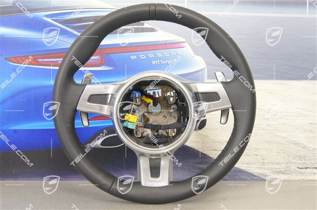 Sports Steering wheel with shifting paddles (PDK) without display, Black Leather