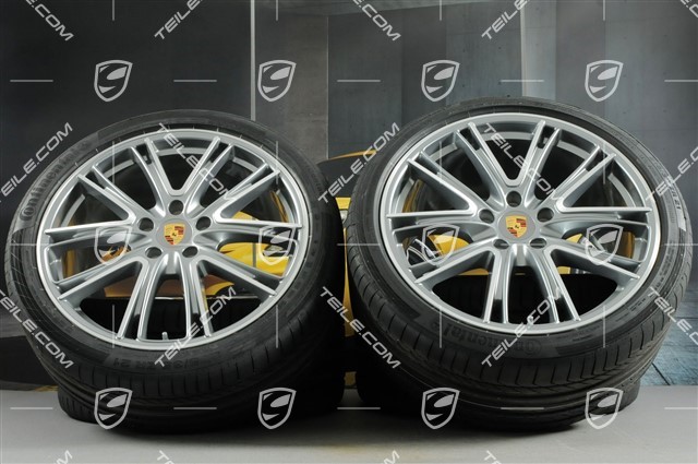 21-inch Panamera Exclusive Design summer wheel set, rims 9,5J x 21 ET71 + 11,5J x 21 ET69 + NEW Continental summer tires 275/35 ZR21 + 315/30 ZR21, with TPM