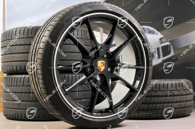 20" Carrera S (III) Sommerräder Satz, Schwarz (hochglanz), 8,5J x 20 ET51 + 11J x 20 ET70, Reifen 245/35 ZR20 + 295/30 ZR20