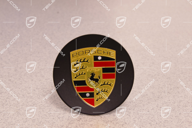 Hub cap set, crest coloured, concav, silk-gloss black