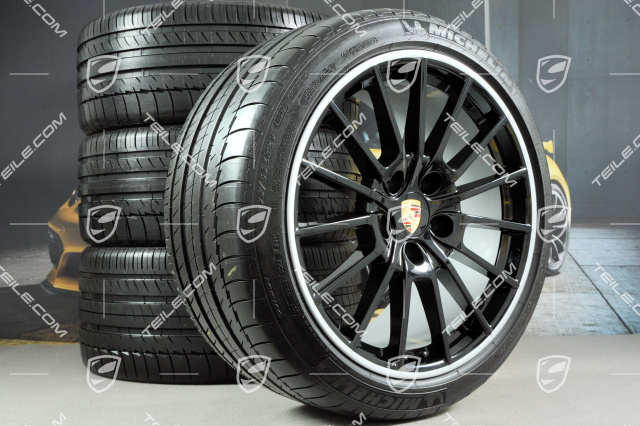 20" Komplet kół letnich Panamera Sport, felgi 9,5J x 20 ET 65 + 11,5 J x 20 ET 63, opony letnie 255/40 ZR20 + 295/35 ZR20, czarne, bez czujników RDK