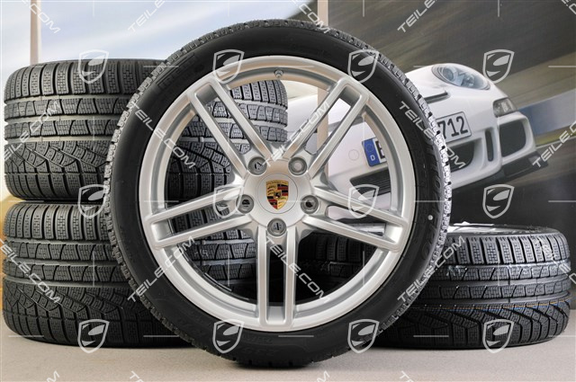 19" Winterräder Satz Carrera, Felgen 8,5J x 19 ET54 + 11J x 19 ET48 + Pirelli Winterreifen 235/40 R19 + 295/35 R19, mit RDK-Sensoren