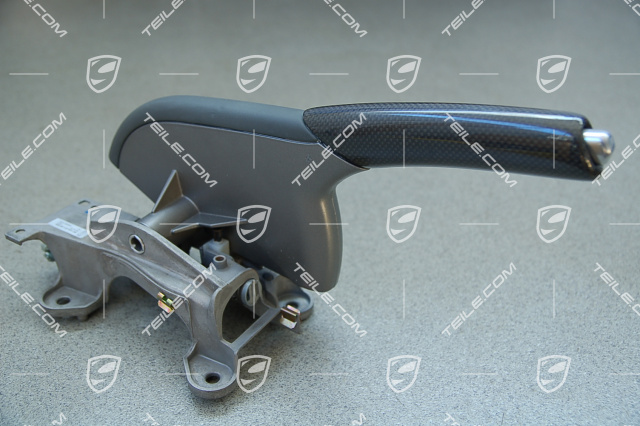 Hand-brake lever assembly, carbon, black leather