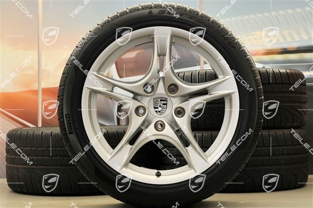 18-inch Cayman S II winter wheel set (with tyres), front wheels 8J x 18 ET57 + rear 9J x 18 ET43 + NEW winter tyres 235/40 ZR18 + 255/40 ZR18