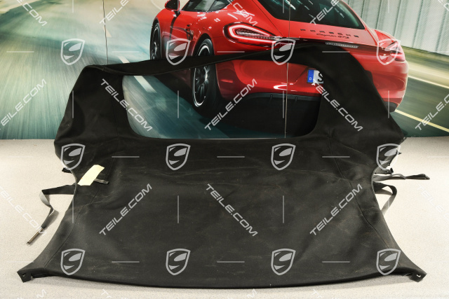 Convertible top covering, without rear window, black