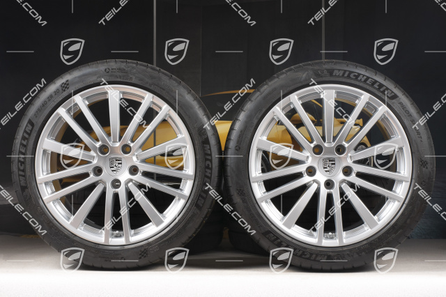 20-inch Panamera Design summer wheel set, rims 9,5J x 20 ET71 + 11,5J x 20 ET68 + Michelin summer tires 275/40 ZR20 + 315/35 ZR20, with TPM