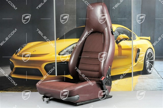 Seat, manual adjustable, Leatherette Centre part Porsche lettering cloth, Burgundy, R