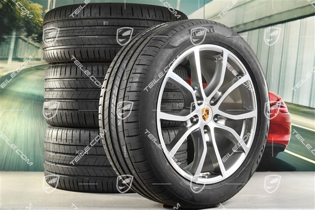 21-inch Cayenne Exclusive Design summer wheel set, rims 9,5J x 21 ET46 + 11,0J x 21 ET58 + Pirelli P Zero summer tyres 285/45 R21 + 315/40 R21, with TPMS