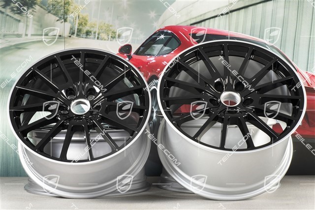 20-inch Panamera Sport wheel set, 9,5J x 20 ET 65 + 11,5 J x 20 ET 63, rims arms in black
