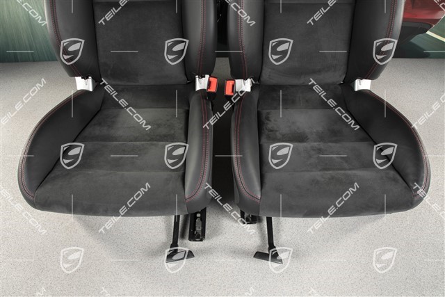 Fotele sportowe, regulowane manualnie+elektrycznie, podgrzewanie, skóra/Alcantara, napis GTS, czarny/czerwona nić, komplet, L+R